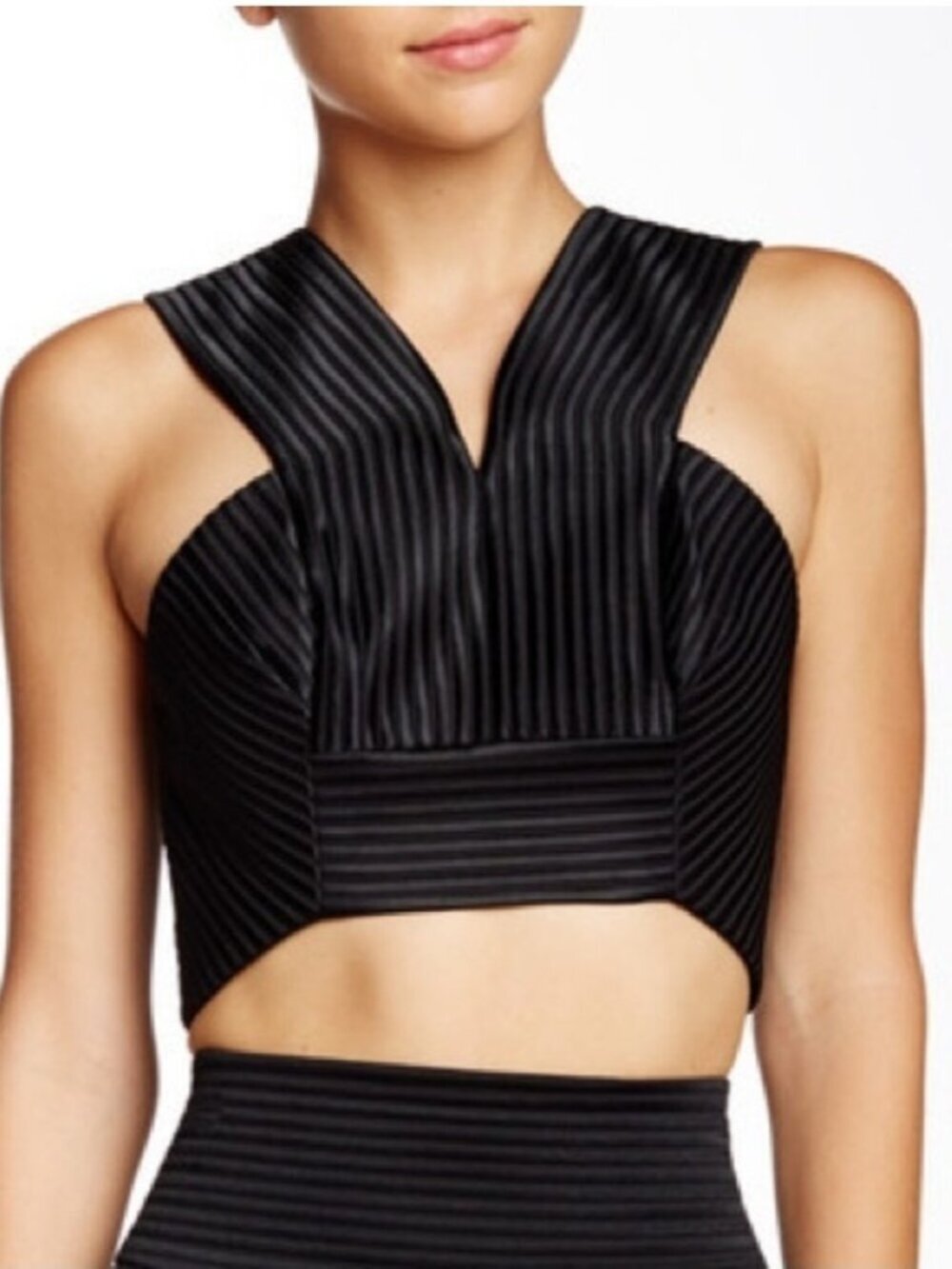 Robert Rodriguez Quorra Ribbed Crop Top Womens 4 Black Back Zip